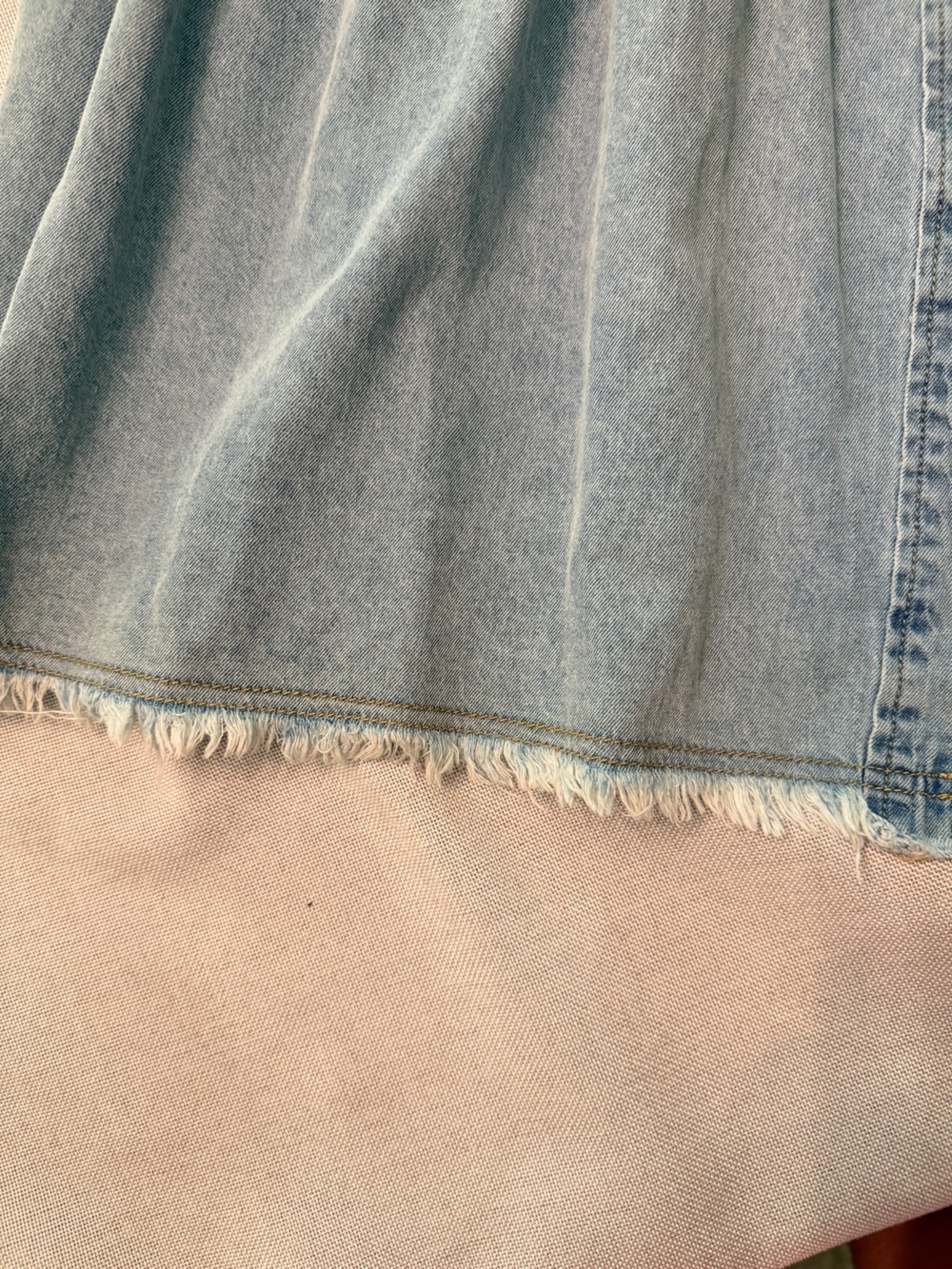 Light Blue Denim Button-Up Tiered Dress - Picture 3 of 6